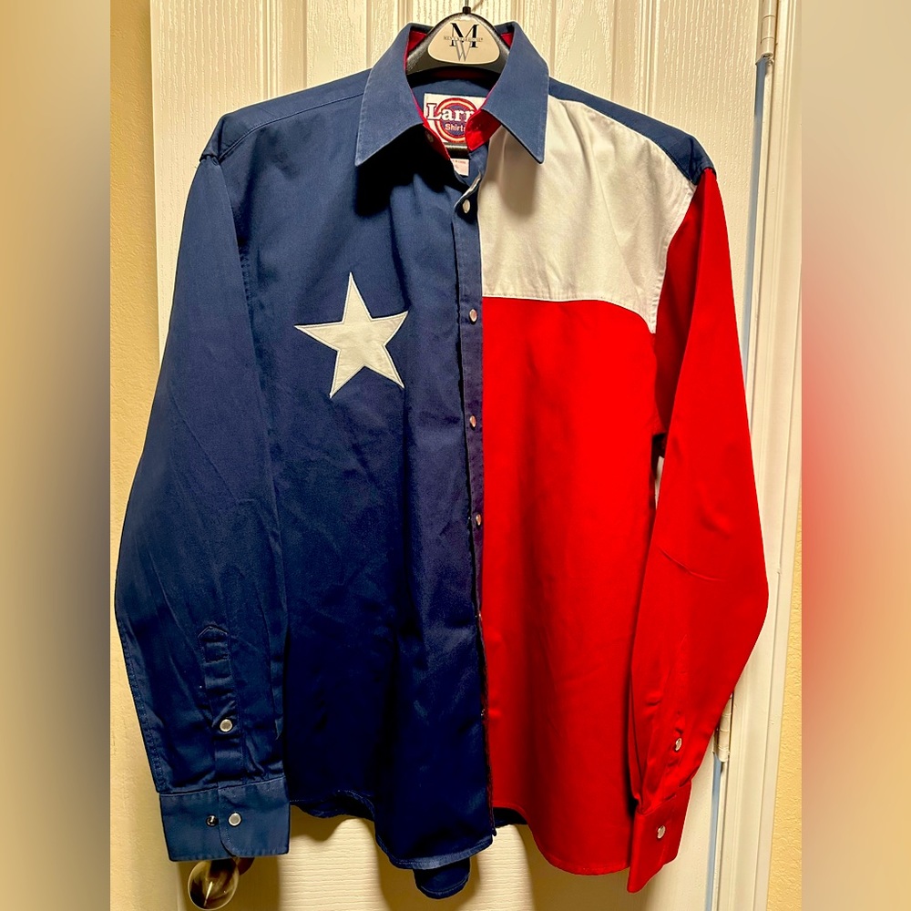 Larro Texas Flag Pearl Snap XL